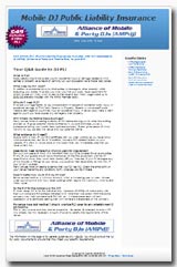 Mobile DJ Public Liability Insurance Information